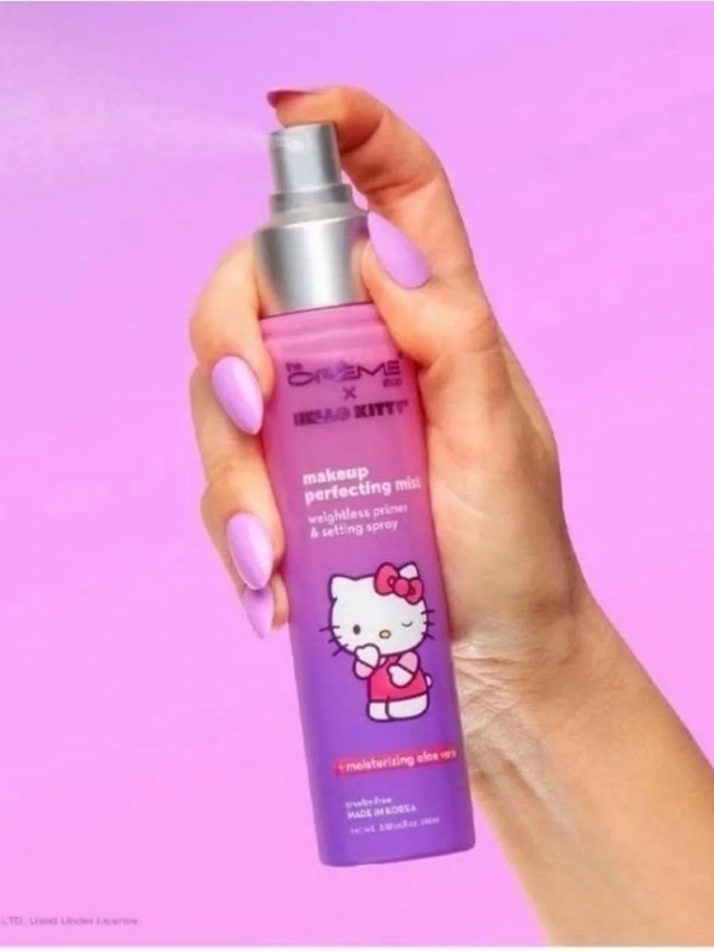 The Crème Shop x Hello Kitty Makeup Perfecting Mist — Pink/Purple
